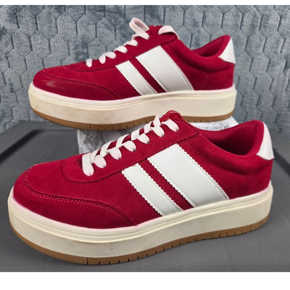 Madden Girl Navida Red White Platform Sneakers Low Top NAVIO1J1 Size 10M